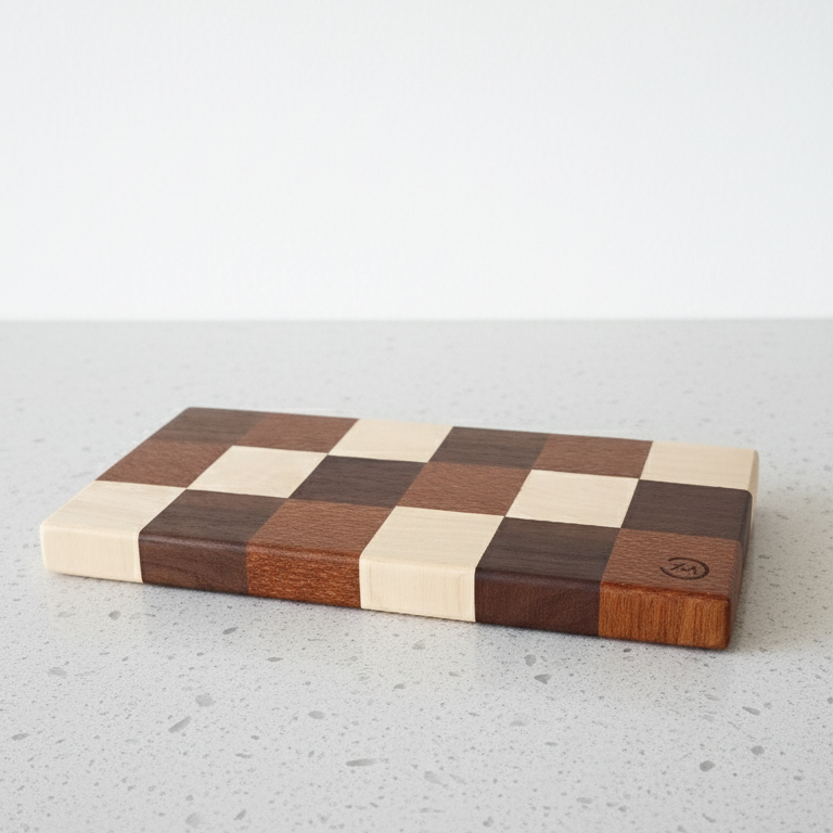 Tablas de Servir Mosaico de Siete Maderas hechas de forma artesanal con tres tipos de maderas diferentes. Colección Historia.