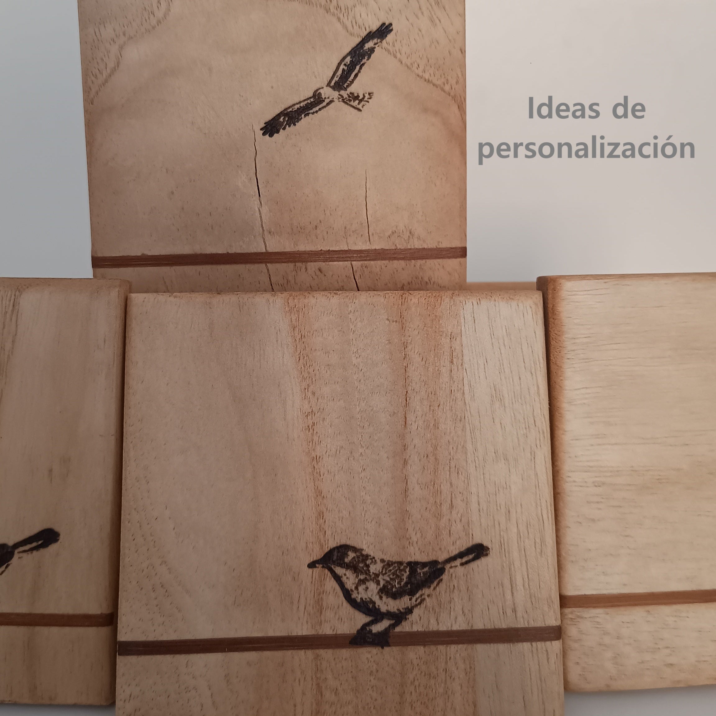 Posavasos Luz personalizable con grabado láser. Elige tu diseño. Un regalo original en madera de paulownia y bambú.